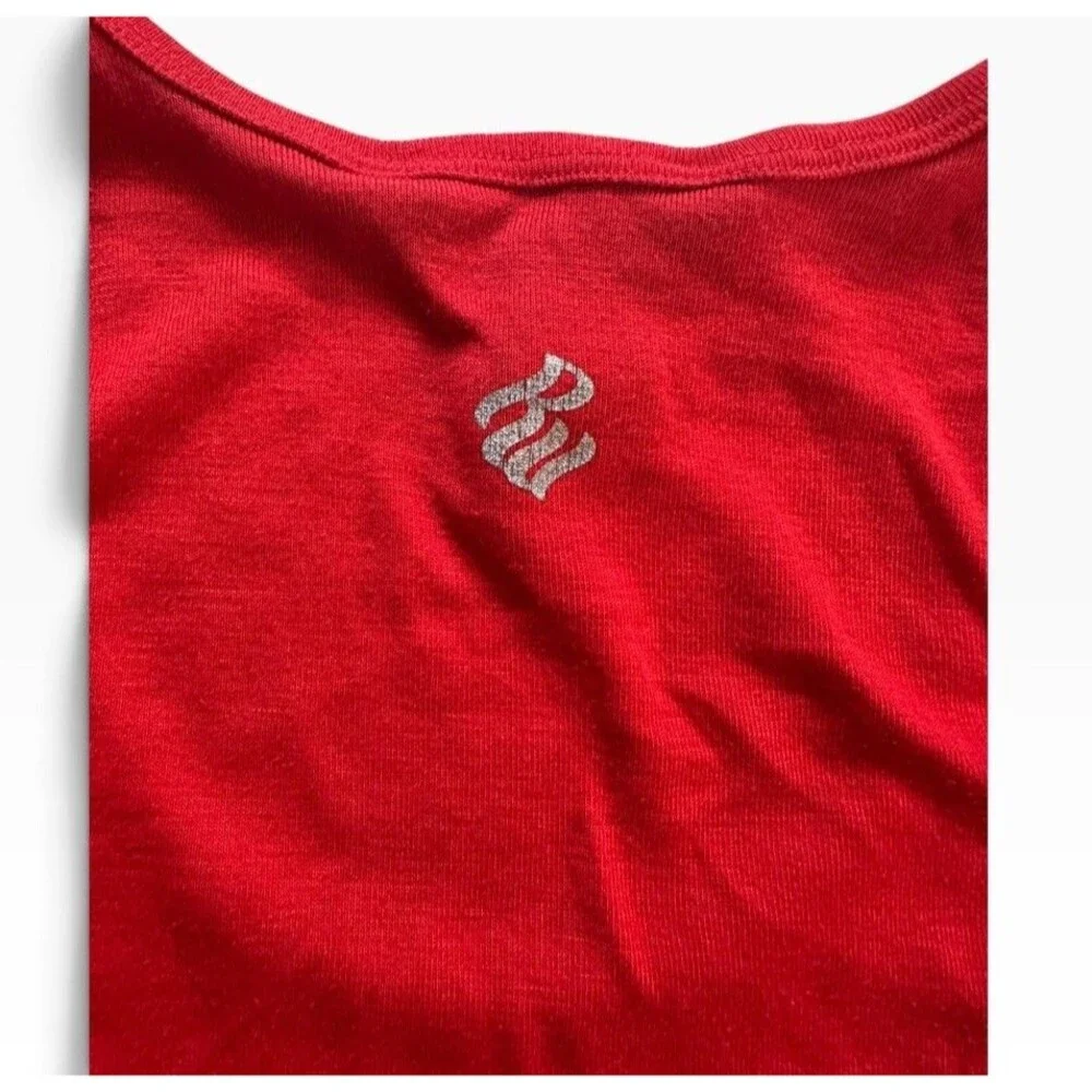 Rocawear Bedazzled Ribbed Tank Top Women's Large Red Y2K It Girl